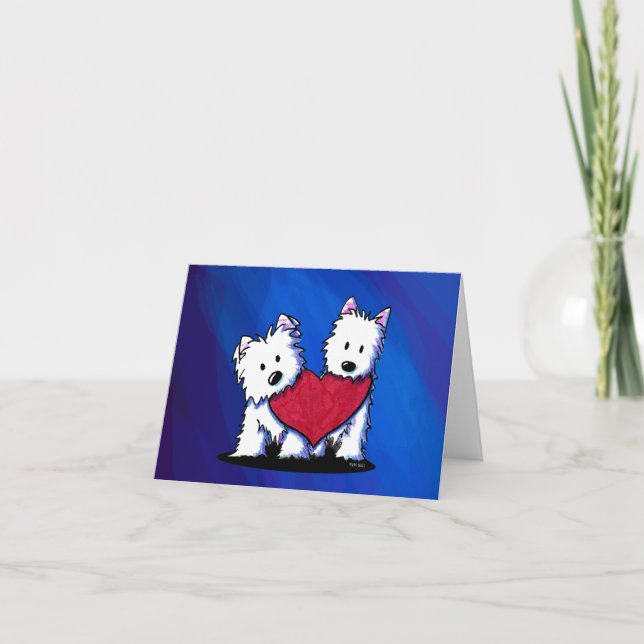 Carte Westie Terrier Heart Duo (Devant)