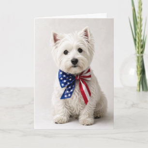 Carte Westie West Highland Terrier patriotique 4 juillet