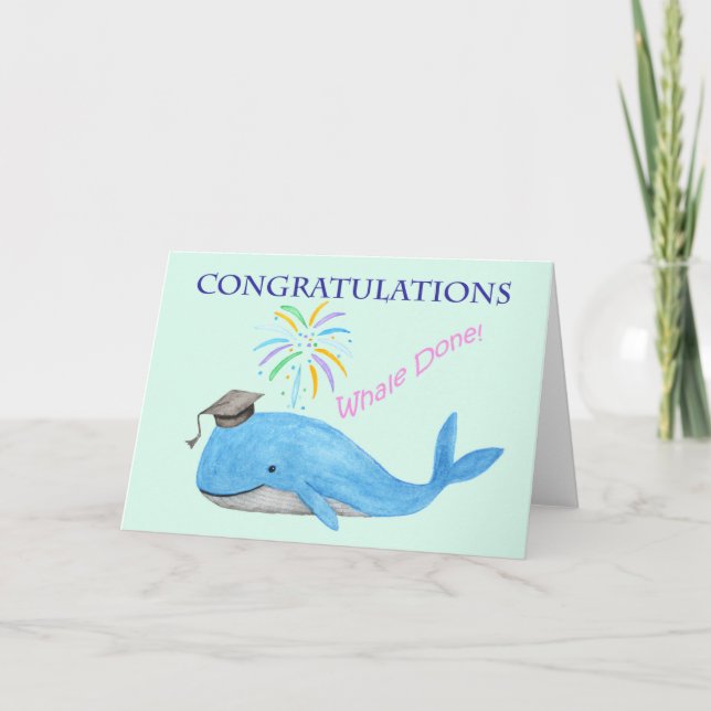 Carte Whale Done Cute animal pun Congrats Graduation (Devant)