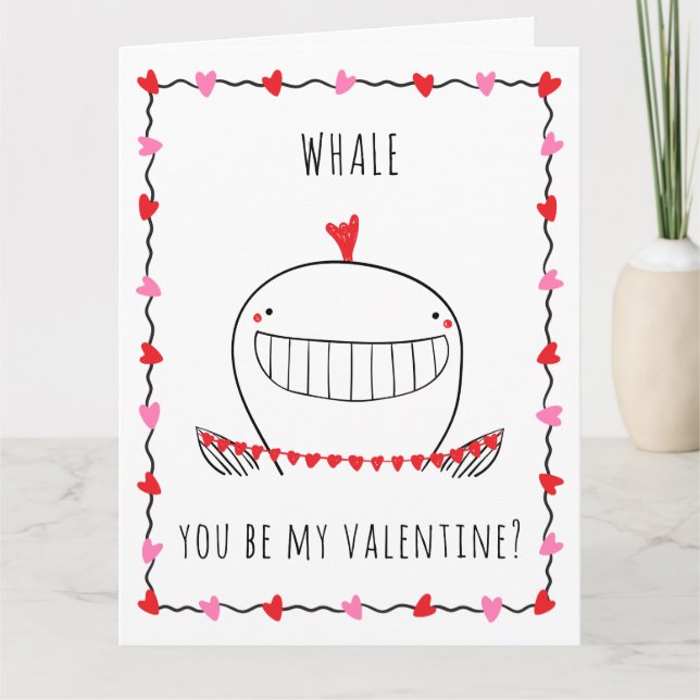 Carte Whale You be My Valentine Funny Valentine's Day (Devant)