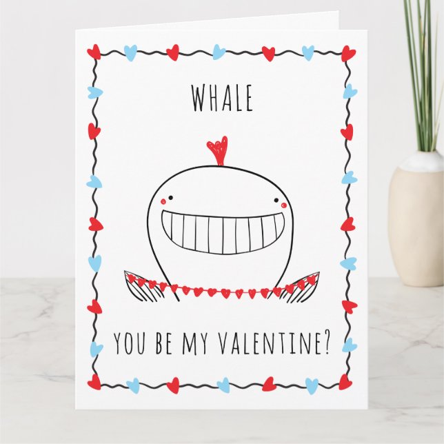 Carte Whale You be My Valentine Funny Valentine's Day (Devant)