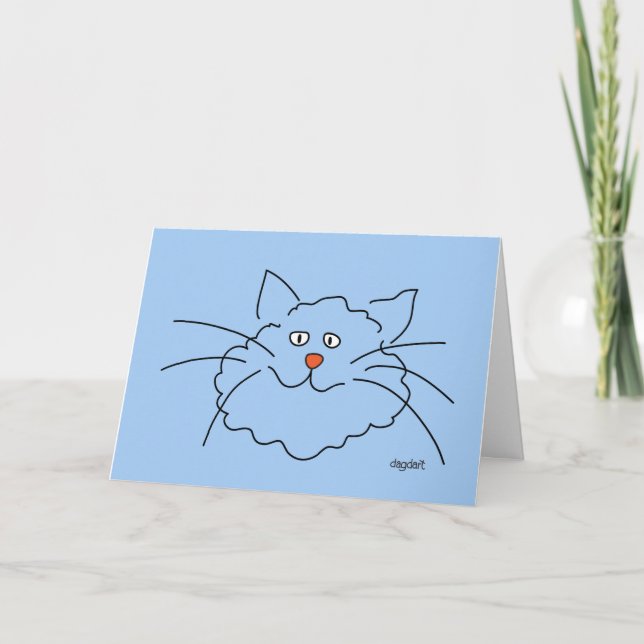 Carte Whimsical Blue Cat Anniversaire (Devant)