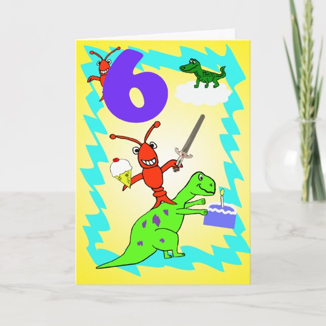 Carte Whimsical Boy's 6th Birthday (Devant)