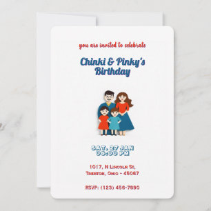 Carte Whimsical d'anniversaire de famille - Mini m
