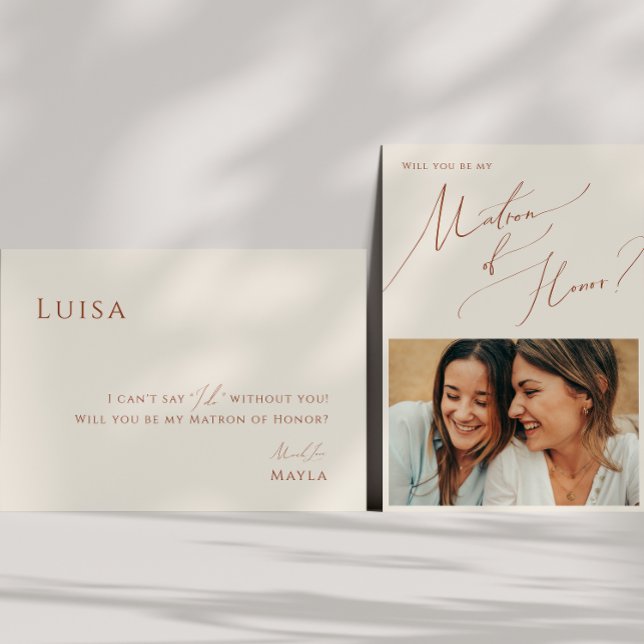Carte Whimsical Desert Beige Photo Matron d'honneu (Créateur téléchargé)