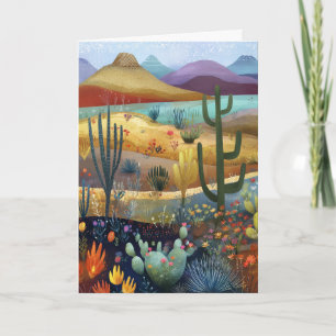 Carte Whimsical Desert Scene Bonjour Salutation