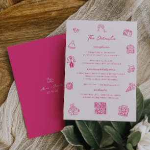 Carte Whimsical Doodle rose Mariage Détails