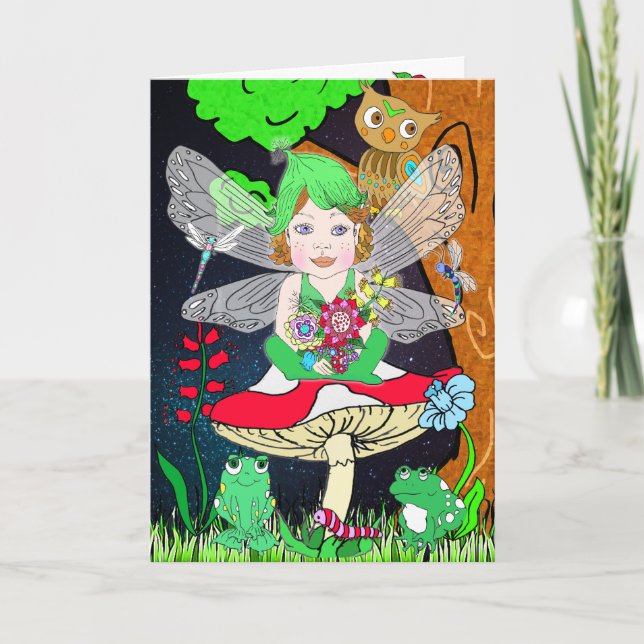 Carte Whimsical Fairy Elf sur Magic Mushroom Anniversair (Devant)