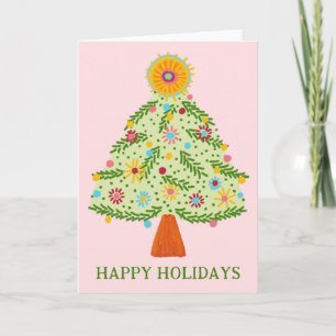 Carte Whimsical Folk Christmas Tree CUSTOM VACANCES