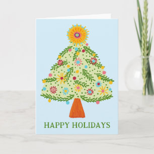 Carte Whimsical Folk Christmas Tree CUSTOM VACANCES