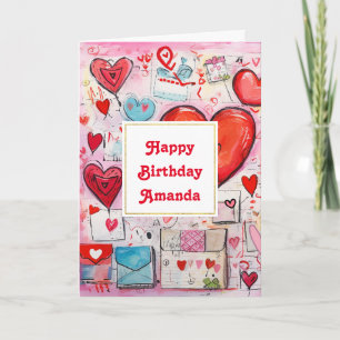 Carte Whimsical Hearts and Love Letters Motif Anniversai