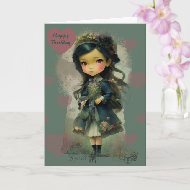 Carte Whimsical Kawaii Fairy Tale Girl (Orchidée)