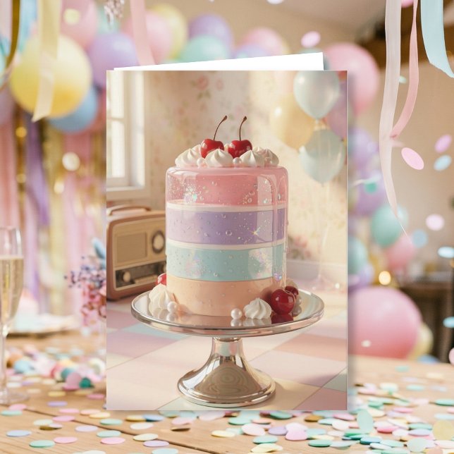 Carte Whimsical Pastel Cake Birthday Card for my Friend (Créateur téléchargé)