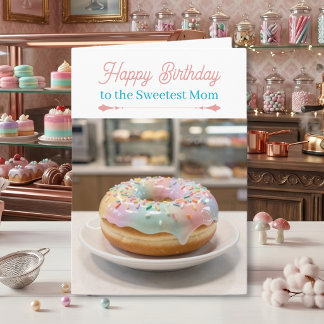 Carte Whimsical Pastel Glass Glaze Donut Mom's Birthday