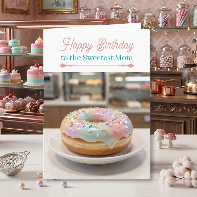 Carte Whimsical Pastel Glass Glaze Donut Mom's Birthday (Créateur téléchargé)