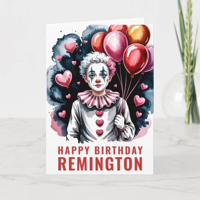 Carte Whimsical Pierrot Birthday Clown (Devant)