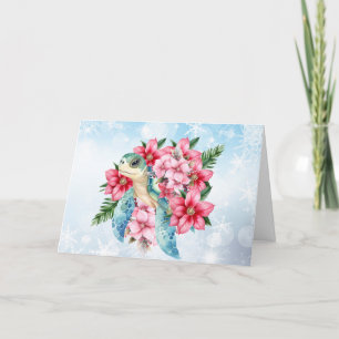 Carte Whimsical Pink Florals & Sea Turtle