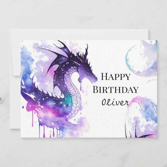Carte Whimsical Printable Dragon Anniversaire (Devant)