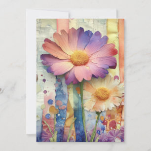 Carte Whimsical Quirky Fleurs gaies Bonjour plat