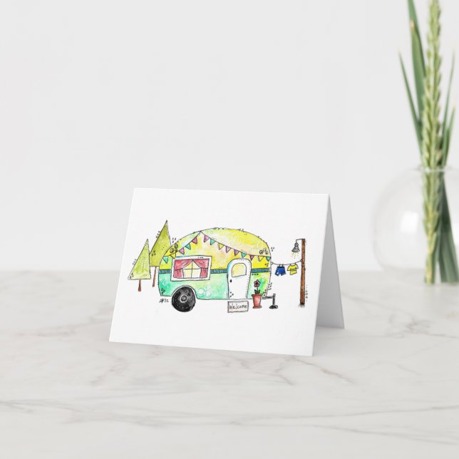 Carte Whimsical Retro Happy Camper (Devant)