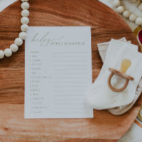 Carte Whimsical Sage Green Baby Word Scramble