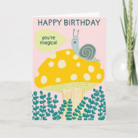 Whimsical snail on Magical Mushroom CUSTOM Bday