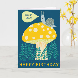 Carte Whimsical snail on Magical Mushroom CUSTOM Bday