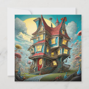 Carte Whimsical Storybook Crooked House Salutation