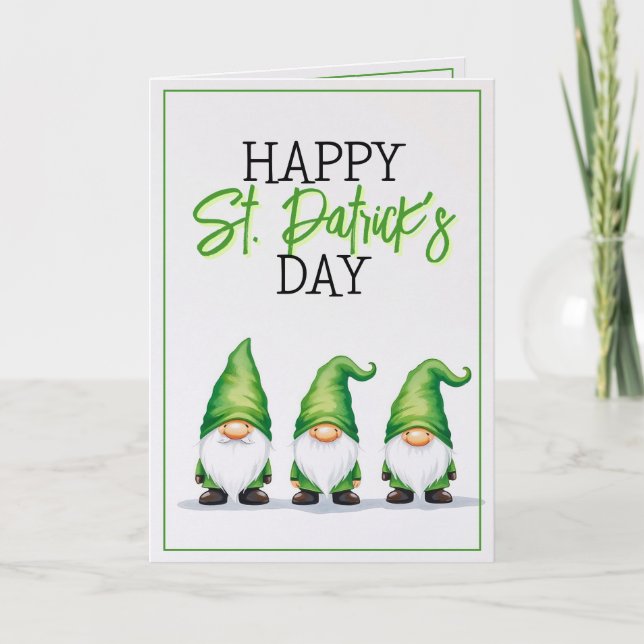 Carte Whimsical Three Green Gnomes St Patrick's Day (Devant)