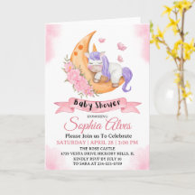 Whimsical Unicorn Lune Baby shower Pour Bébé Fille
