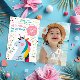 Carte Whimsical Unicorn & Photo Anniversaire