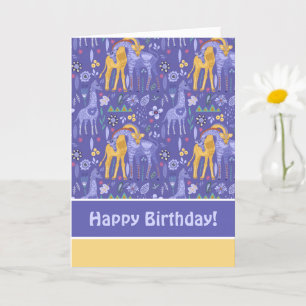 Carte Whimsical violet Turquoise Giraffes Jaunes Motif