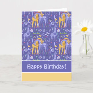 Carte Whimsical violet Turquoise Giraffes Jaunes Motif