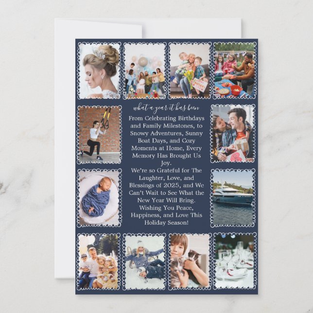 Carte Whimsical What a Year Photo Collage Noël (Dos)