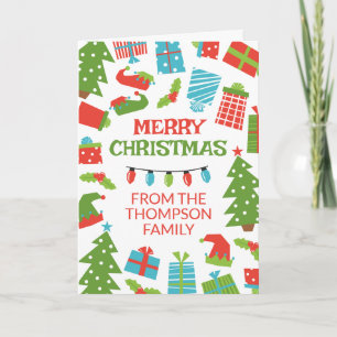 Carte Whimssical Retro Tree Cadeaux photo Joyeux Noël