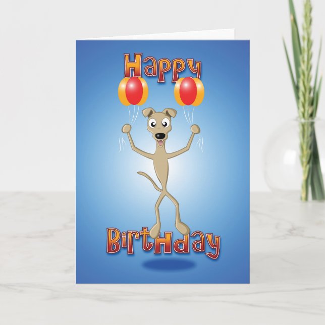 Carte whippet - ballons - joyeux anniversaire (Devant)