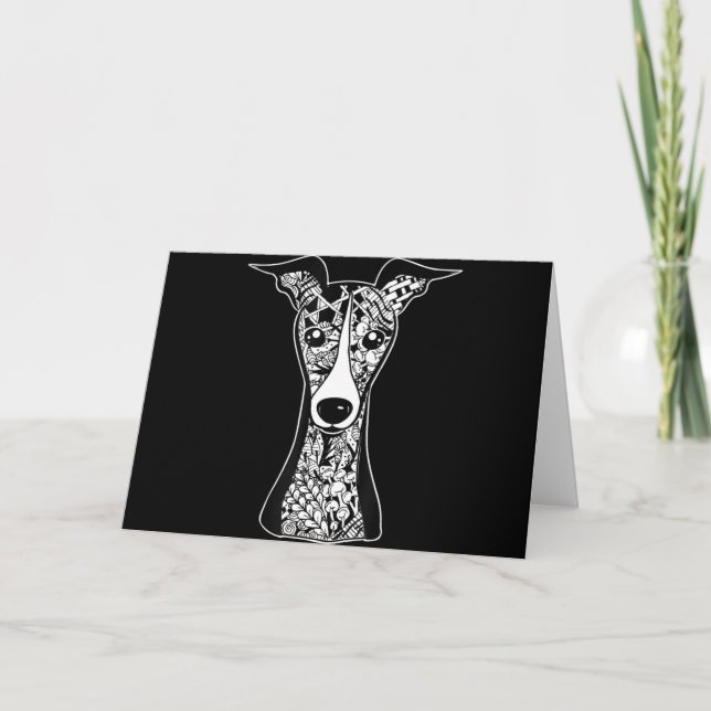 Carte Whippet Lover | Art graphique italien Greyhound Fa (Devant)