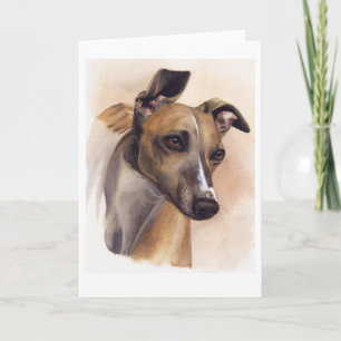 Carte Whippet peint dans la couleur pour aquarelle