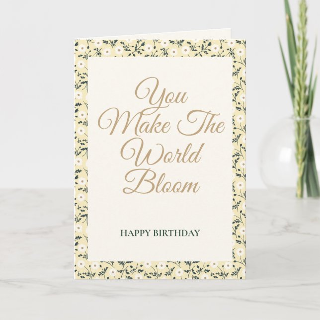 Carte Whispering Meadow - Butter Yellow Floral Border (Devant)