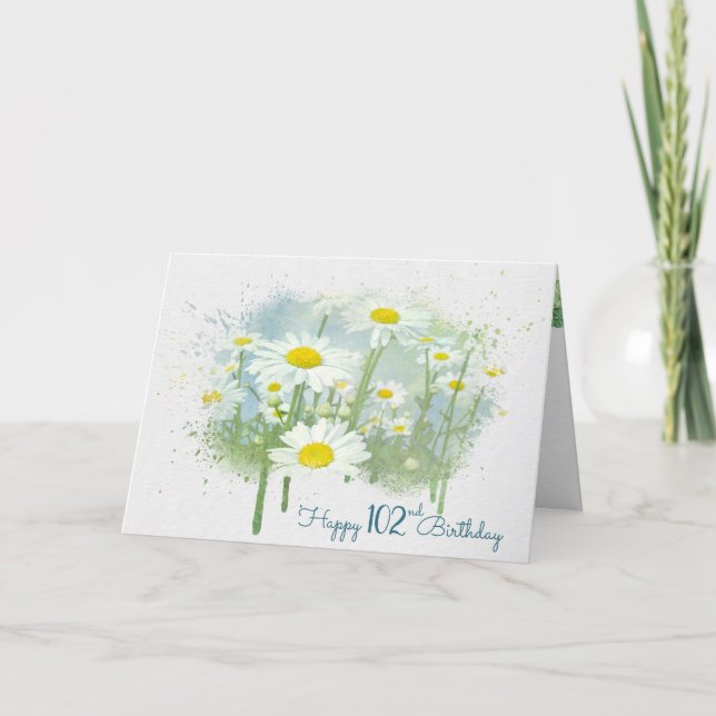Carte White Daisies 102nd Birthday Card (Devant)