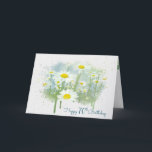 Carte White Daisies 70th Birthday Card<br><div class="desc">Gros plan de marguerites blanches dans la prairie de campagne avec cadre aquarelle pour 70e anniversaire.</div>