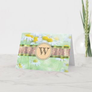 Carte White Daisy's in Green Meadow Monogramme