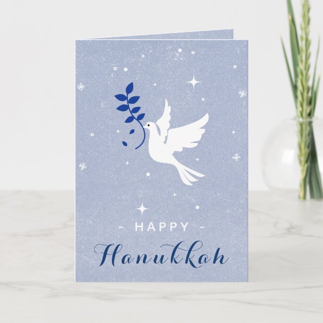 Carte White Dove Happy Hanoukka Sparkles & Snowflakes (Devant)