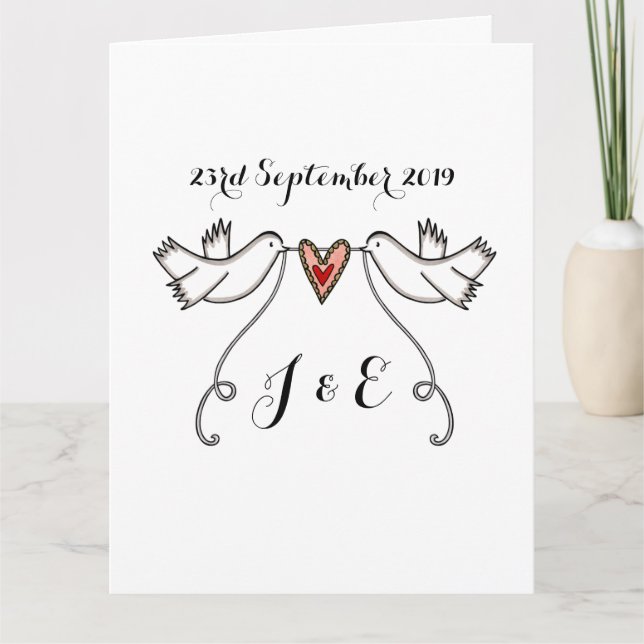 Carte White Doves Love Heart Mariage Salutations (Devant)