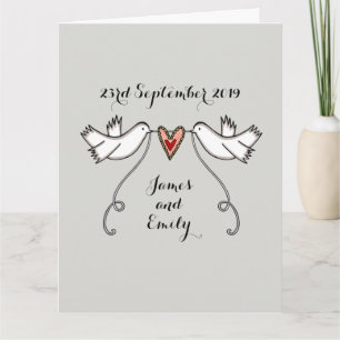 Carte White Doves Love Heart Mariage Salutations