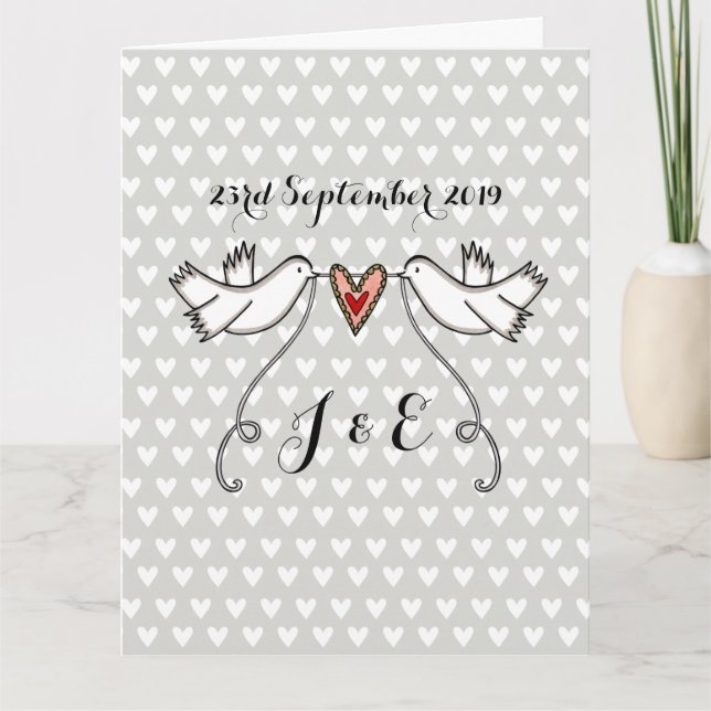 Carte White Doves Love Heart Mariage Salutations (Devant)