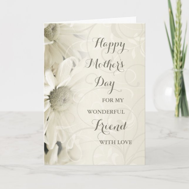 Carte White Floral Friend Happy Mother's Day Card (Devant)