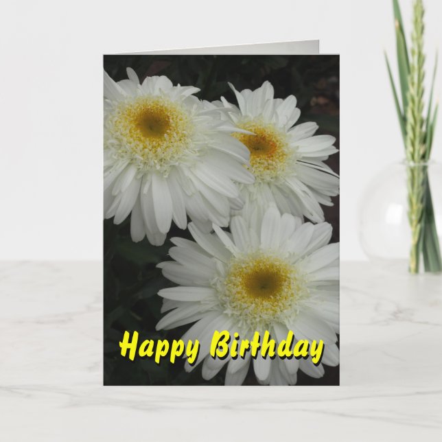 Carte White Gerber Daisy Joyeux anniversaire (Devant)