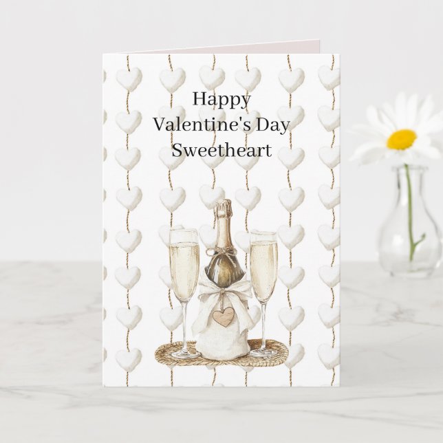 Carte White Hearts Valentine's Day Romance Love (Petite plante)