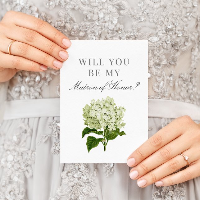 Carte White Hydrangea Will you be My Matron of Honor (Créateur téléchargé)